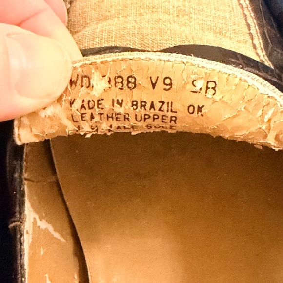 Lauren Ralph Lauren Brown Croc Embossed Leather Linen Penny Loafers 9B Brazil - Picture 7 of 9